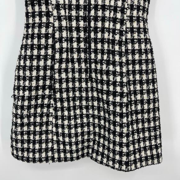 Alice + Olivia | Velia Tweed Mini Dress Black & Off White Crystal Pearl Collar 4 - Picture 15 of 16